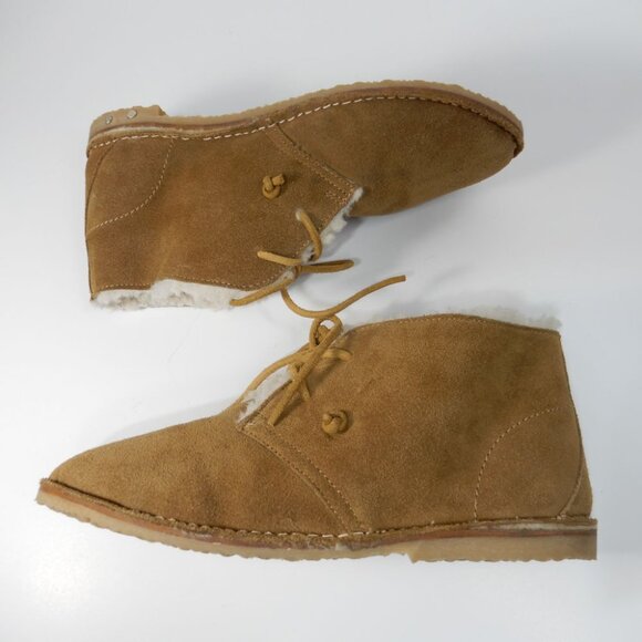 Beek Penguin Genuine Shearling Lace up Chukka Booties Size 8 Tan Suede NEW - Picture 8 of 10